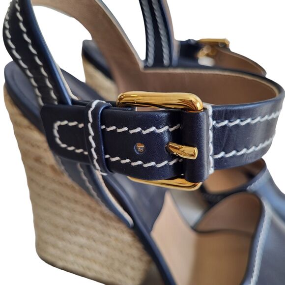 Michael Kors Collection Priya Sandals Blue Leather Size 39 - Picture 6 of 12